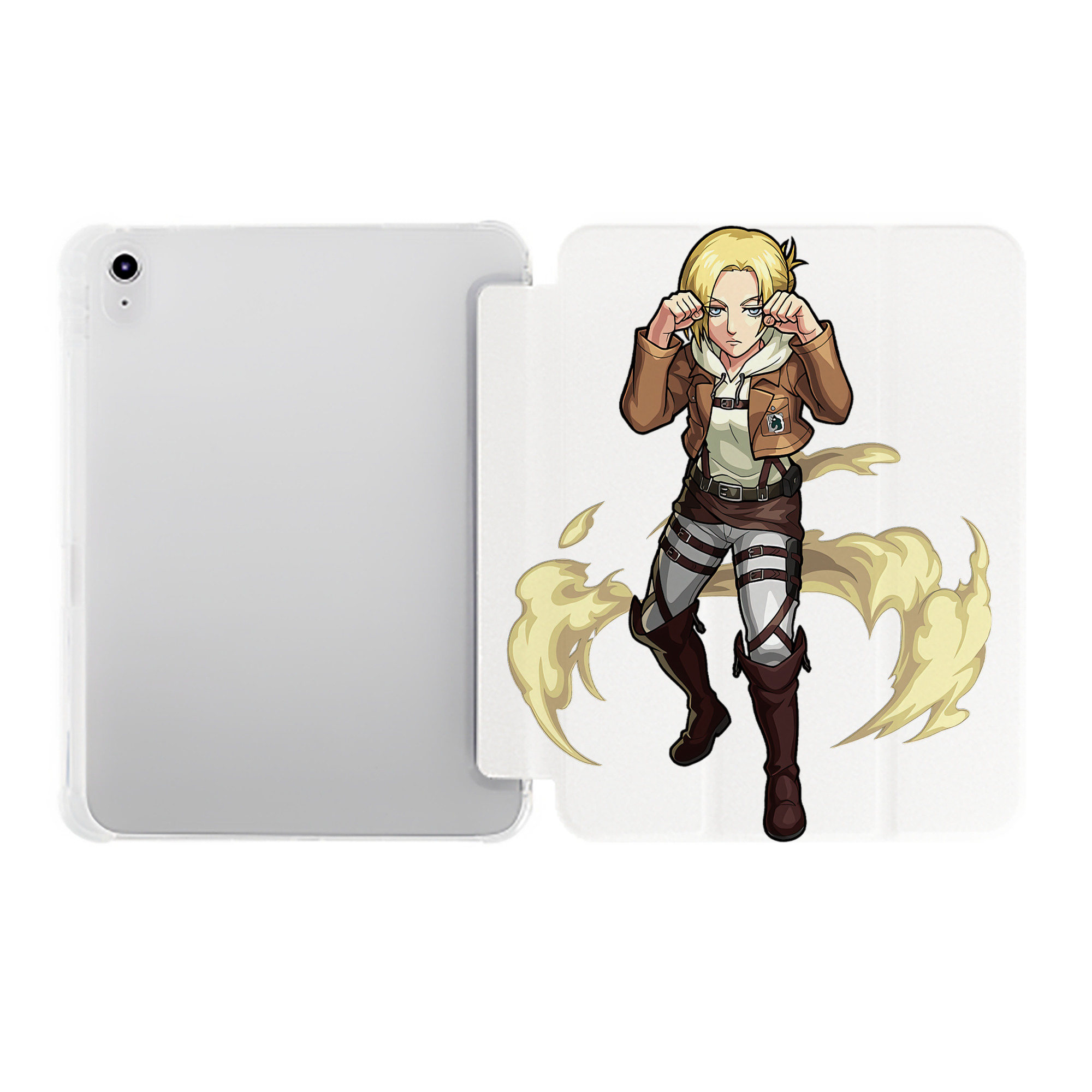 （画像用） 進撃の巨人 アニ・レオンハート Attack on Titan Annie Leonhart IPad ケース ペン収納付き 三つ折りスタンド PUレザー×シリコン 対応機種9.5/10.5/10.9インチ